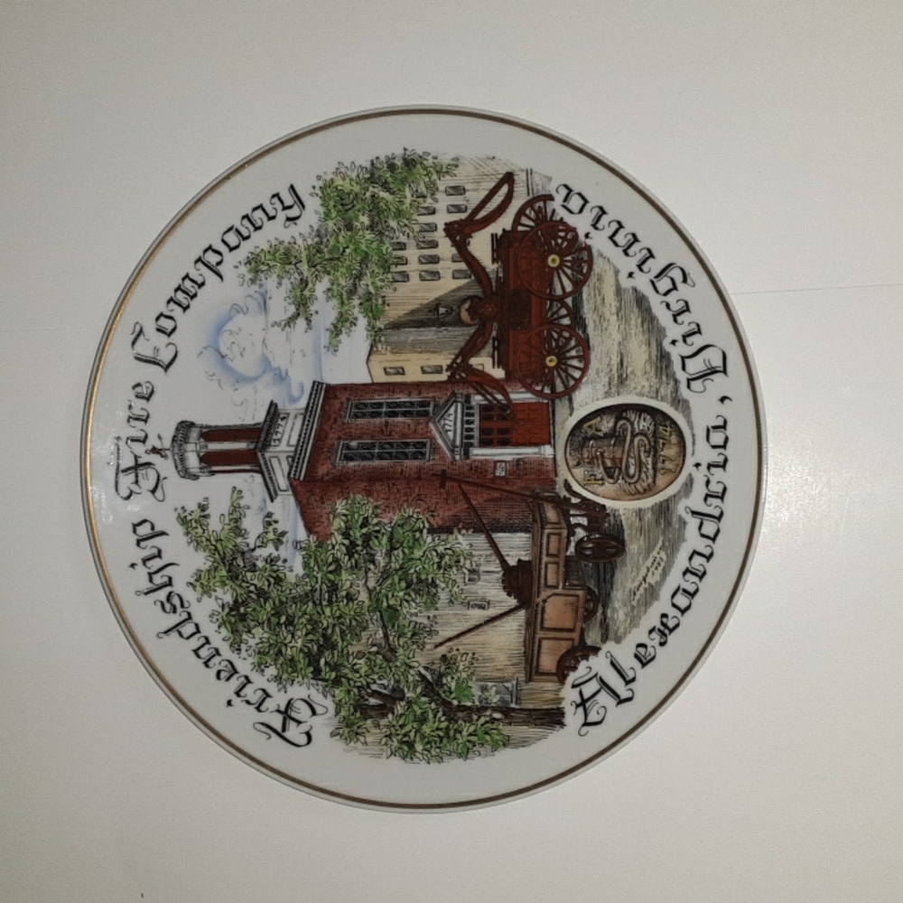 Hand Painted "Friendship Fire Company" plate. Measures 9.5".